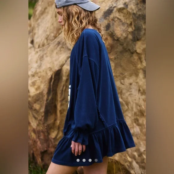 NWT FREE PEOPLE MOVEMENT Spring Forward Tunic In Midnight Navy Combo MSRP $128 - Picture 3 of 16